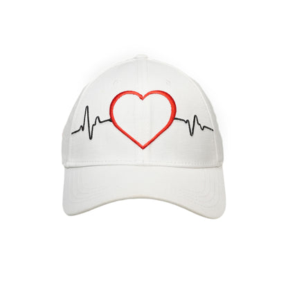 White Heart line Cap