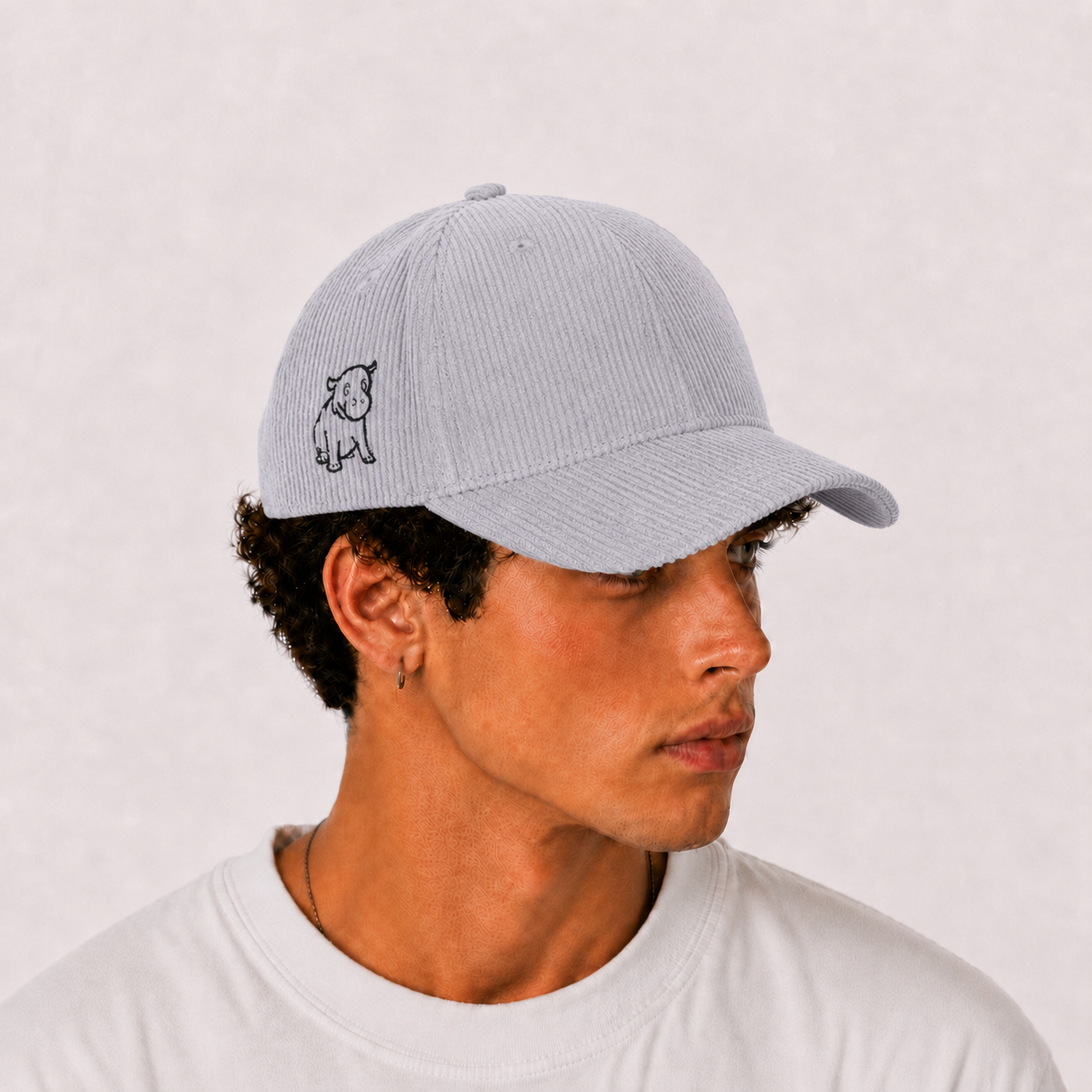 Grey Corduroy Cap